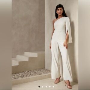 Banana Republic Off-White One-Shoulder Jumpsuit